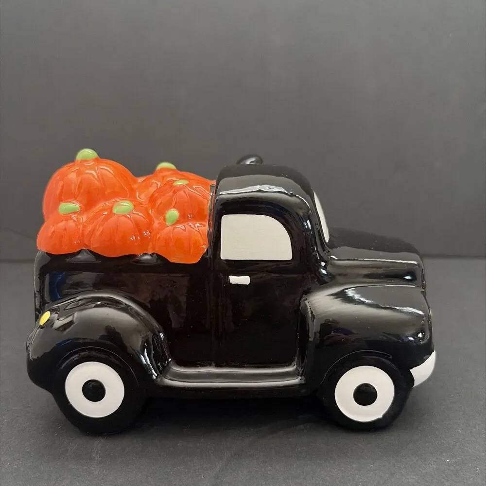 Mr. Halloween Set of 3 Ceramic LED Trucks Ghost Skeleton Jack O' Lantern NWOB